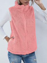 Load image into Gallery viewer, Full Size Fuzzy Zip Up Vest Coat with Pockets