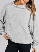 Load image into Gallery viewer, Mock Neck Drop Shoulder Long Sleeve Sweatshirt
