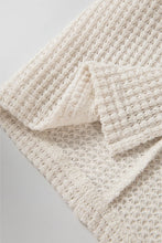 Load image into Gallery viewer, Waffle-Knit Slit Round Neck Long Sleeve Top