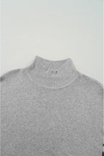 Load image into Gallery viewer, Slit Leopard Mock Neck Dropped Shoulder Sweater