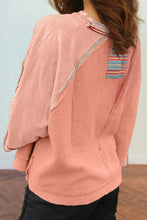 Load image into Gallery viewer, Waffle-Knit Round Neck Long Sleeve Top