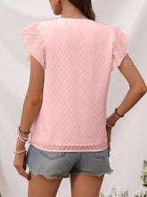 Load image into Gallery viewer, Textured V-Neck Cap Sleeve Blouse