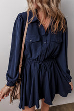 Load image into Gallery viewer, Drawstring Half Button Long Sleeve Dress
