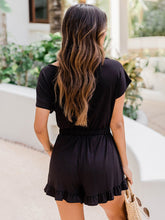 Load image into Gallery viewer, Ruffled Boat Neck Short Sleeve Romper