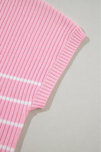 Load image into Gallery viewer, Plus Size Striped Round Neck Cap Sleeve Knit Top