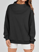 Load image into Gallery viewer, Mock Neck Drop Shoulder Long Sleeve Sweatshirt