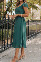 Load image into Gallery viewer, Cutout Ruffle Hem Cap Sleeve Dress