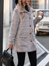 Load image into Gallery viewer, Pocketed Collared Neck Long Sleeve Plush Jacket