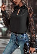 Load image into Gallery viewer, Cutout Lace Detail Long Sleeve Blouse