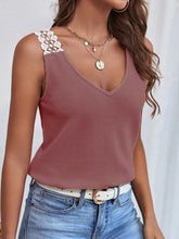 Load image into Gallery viewer, Full Size Lace Detail V-Neck Tank