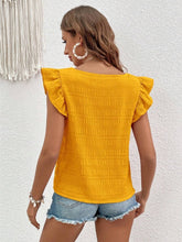 Load image into Gallery viewer, Ruffled Square Neck Cap Sleeve Blouse