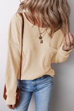 Load image into Gallery viewer, Pocketed Round Neck Long Sleeve Top