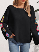 Load image into Gallery viewer, Crochet Flower Long Sleeve Sweater