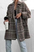 Load image into Gallery viewer, Houndstooth Collared Neck Long Sleeve Coat