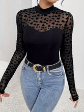 Load image into Gallery viewer, Heart Mock Neck Long Sleeve T-Shirt