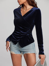 Load image into Gallery viewer, Ruched Surplice Long Sleeve Top