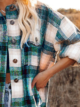 Load image into Gallery viewer, Pocketed Plaid Button Down Long Sleeve Shacket