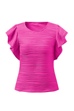 Load image into Gallery viewer, Textured Round Neck Cap Sleeve Top