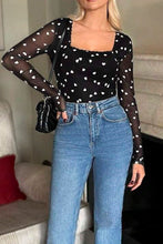 Load image into Gallery viewer, Heart Square Neck Long Sleeve Bodysuit