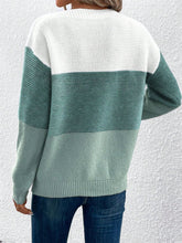 Load image into Gallery viewer, Color Block Drop Shoulder Long Sleeve Sweater