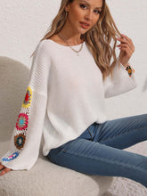 Load image into Gallery viewer, Crochet Flower Long Sleeve Sweater