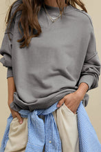 Load image into Gallery viewer, Side Slit Round Neck Long Sleeve Sweatshirt