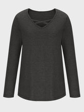Load image into Gallery viewer, Crisscross V-Neck Long Sleeve T-Shirt