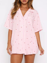 Load image into Gallery viewer, Valentine's Day Printed Collared Neck Short Sleeve Top and Shorts Set