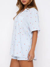 Load image into Gallery viewer, Valentine's Day Printed Collared Neck Short Sleeve Top and Shorts Set