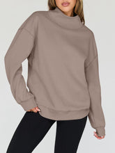 Load image into Gallery viewer, Mock Neck Drop Shoulder Long Sleeve Sweatshirt
