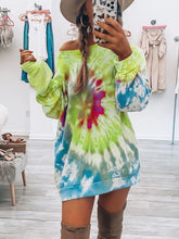 Load image into Gallery viewer, Full Size Tie-Dye Round Neck Long Sleeve Dress