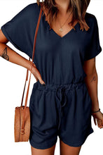 Load image into Gallery viewer, Full Size Drawstring V-Neck Short Sleeve Romper