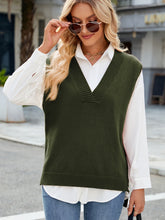Load image into Gallery viewer, Side Slit V-Neck Sweater Vest