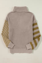 Load image into Gallery viewer, Striped & Checkered Turtleneck Dropped Shoulder Sweater