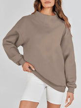 Load image into Gallery viewer, Mock Neck Drop Shoulder Long Sleeve Sweatshirt