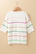 Load image into Gallery viewer, Striped Half Sleeve Drop Shoulder Sweater