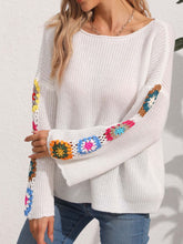 Load image into Gallery viewer, Crochet Flower Long Sleeve Sweater