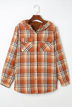 Load image into Gallery viewer, Plaid Button Up Long Sleeve Hooded Jacket