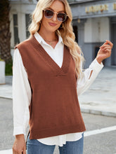 Load image into Gallery viewer, Side Slit V-Neck Sweater Vest