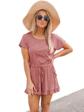 Load image into Gallery viewer, Ruffled Boat Neck Short Sleeve Romper