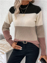 Load image into Gallery viewer, Color Block Mock Neck Long Sleeve Sweater