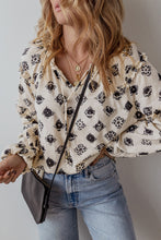 Load image into Gallery viewer, Printed Tie Neck Long Sleeve Blouse