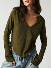 Load image into Gallery viewer, Exposed Seam Notched Long Sleeve T-Shirt