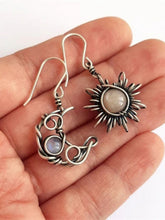 Load image into Gallery viewer, Alloy Moon & Sun Dangle Earrings