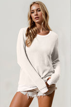 Load image into Gallery viewer, Double Take Corded Rib Thumbhole Cuff Round Neck T-Shirt