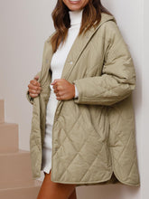 Load image into Gallery viewer, Slit Snap Down Long Sleeve Hooded Jacket