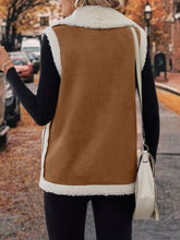 Load image into Gallery viewer, Full Size Contrast Open Front Sherpa Vest Coat