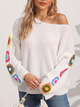 Load image into Gallery viewer, Crochet Flower Long Sleeve Sweater