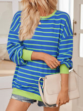 Load image into Gallery viewer, Lovelet Striped Contrast Long Sleeve Sweatshirt