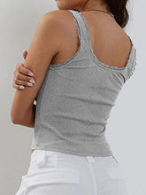 Load image into Gallery viewer, Lace Detail Square Neck Tank